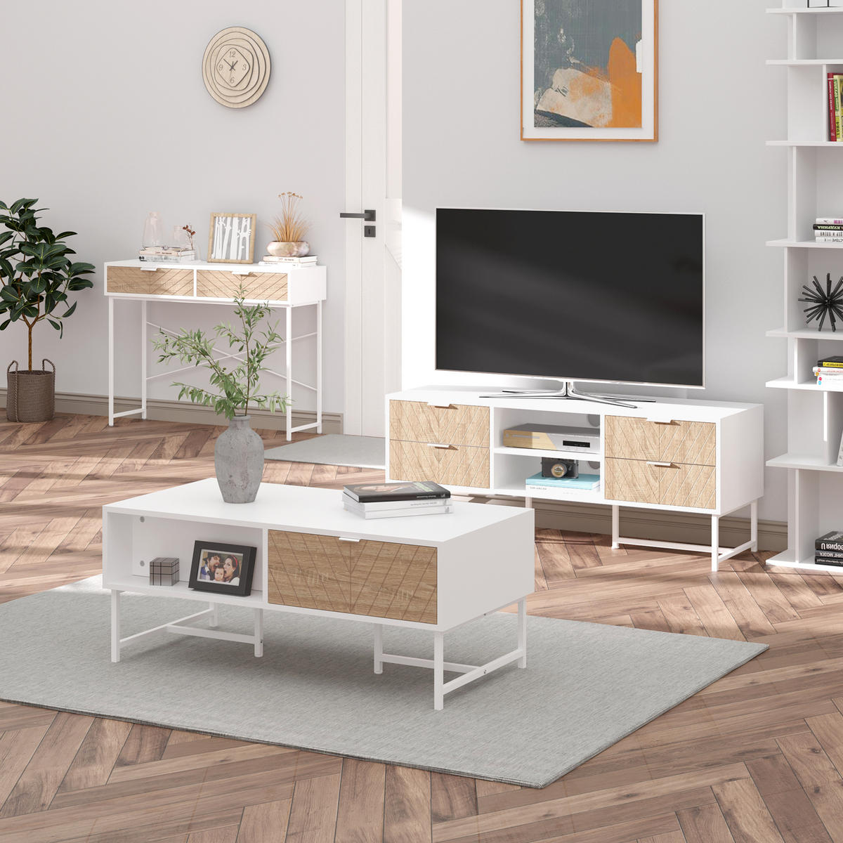 KONSOLENTISCH DE-16756 Eichenoptik & Weiß - Weiß, Holzwerkstoff (100/30/75cm) - ComfortXL