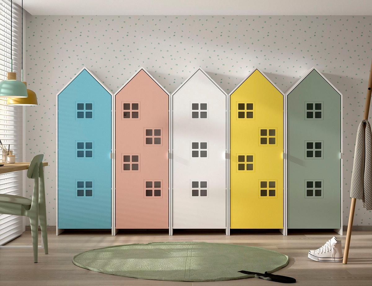 REGALSCHRANK Set Kania 288x37x171 MDF Weiß /Bunt - Multicolor, Holzwerkstoff (288/171/37cm) - 58aufmkessel