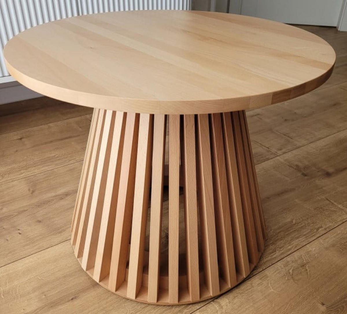 TISCH Natur Buche Rund Holzlamellen - Ecru, Holz (1/1/49cm) - Sepro Meble