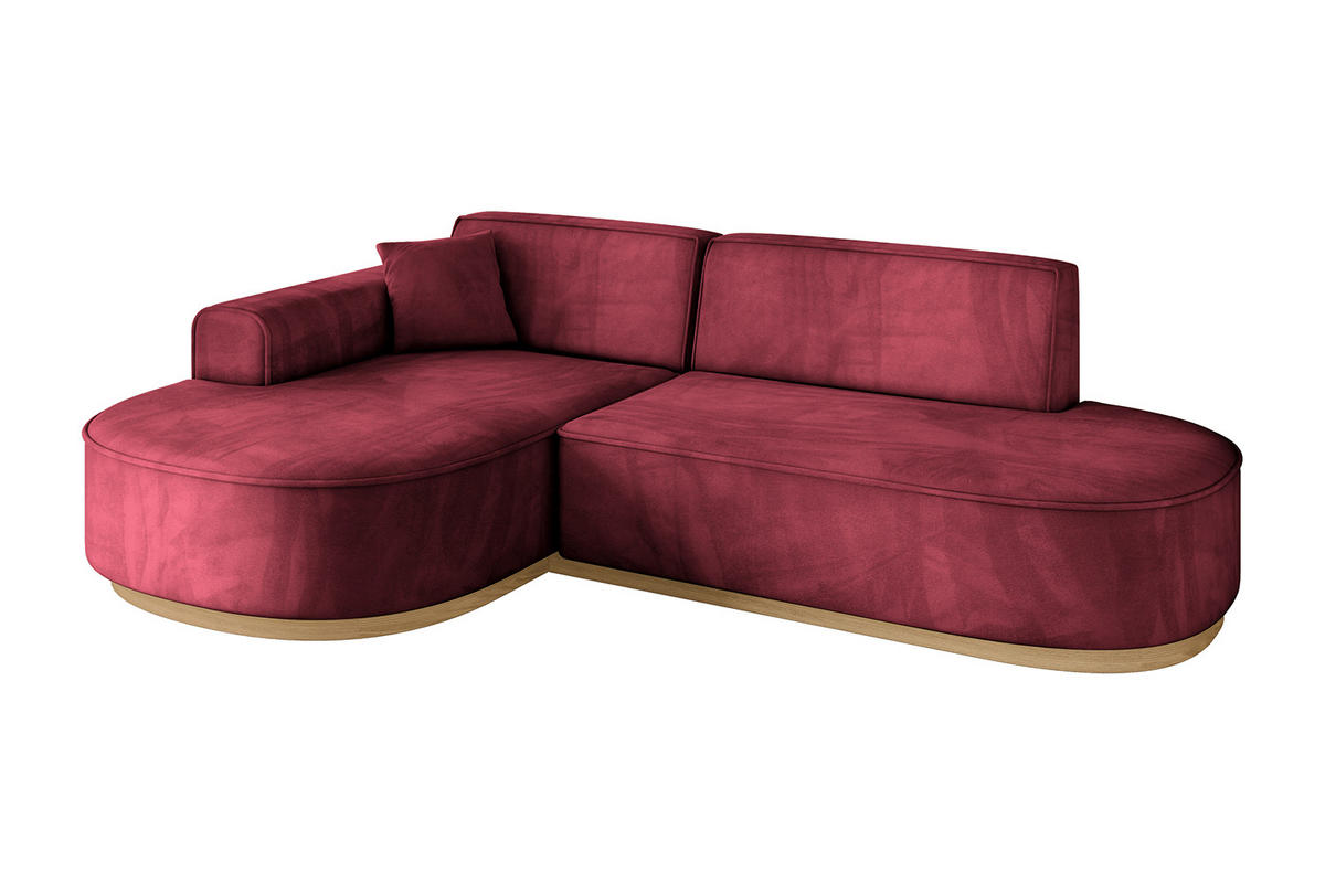 ECKSOFA Ottomane Links MARI-L1-v2 - 243x171x83 cm Bordeaux Velours - Bordeaux, Holzwerkstoff/Textil (243/171cm) - ALTDECOR