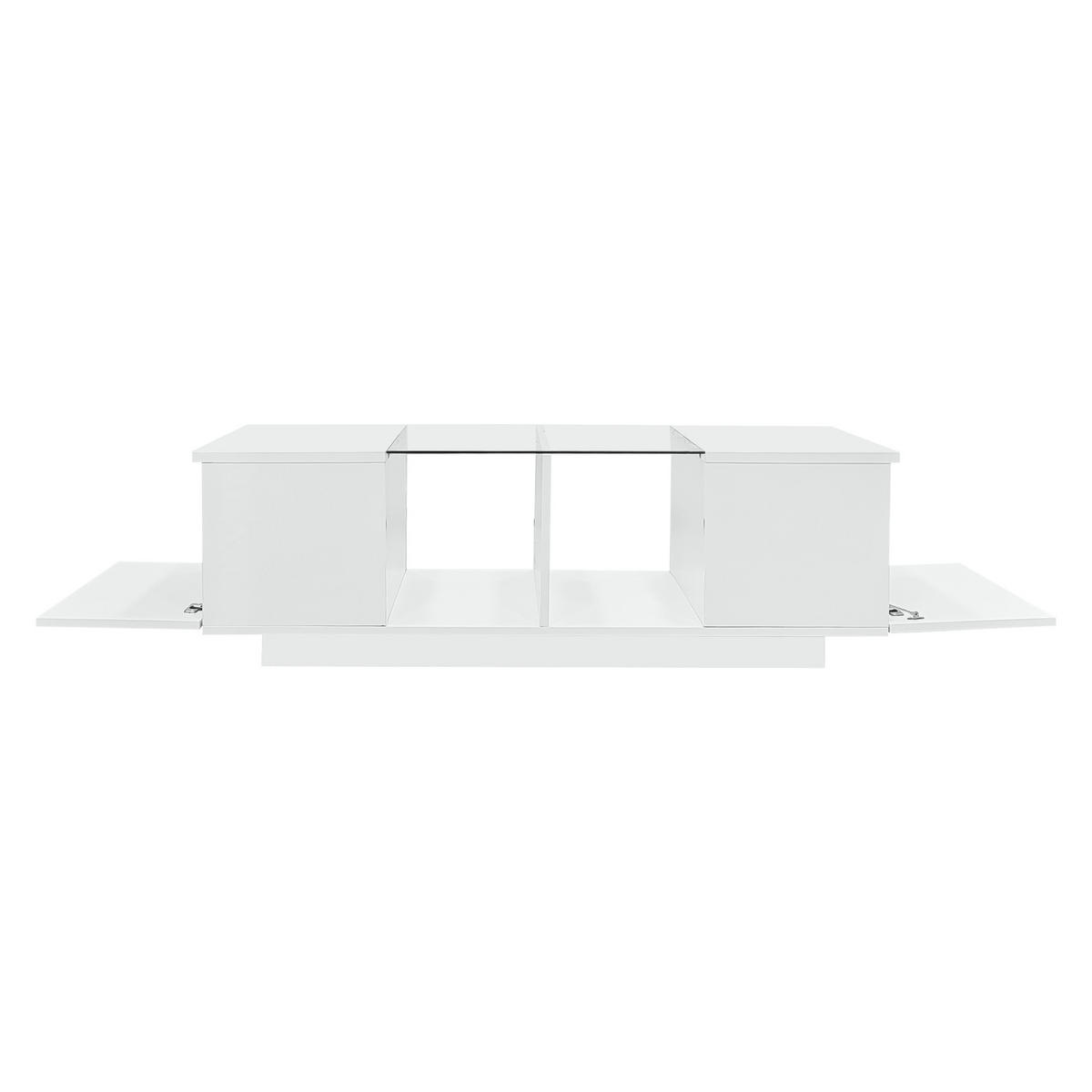COUCHTISCH 120/50/38,5 cm Weiß Hochglanz mit LED-Beleuchtung - Weiß, Holzwerkstoff (120/50/38.5cm) - Korfee