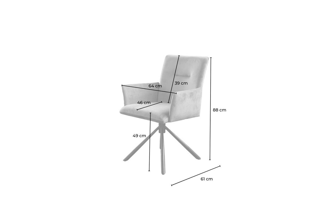 ESSZIMMERSTUHL KYRA Cremeweiß Velvet - Creme/Schwarz, Kunststoff/Textil (64/88/61cm) - KAWOLA