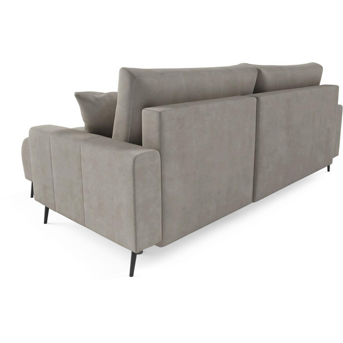 ECKSCHLAFSOFA Denver im Veloursstoff, Dunkelbeige - Beige/Schwarz, Textil (232/148cm) - Beautysofa