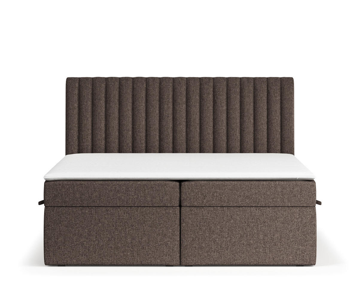 BOXBETT Spencer Braun 180/200 cm mit Matratze und Topper - Schwarz/Braun, Holz/Holzwerkstoff (180/200cm) - Maison de Reve