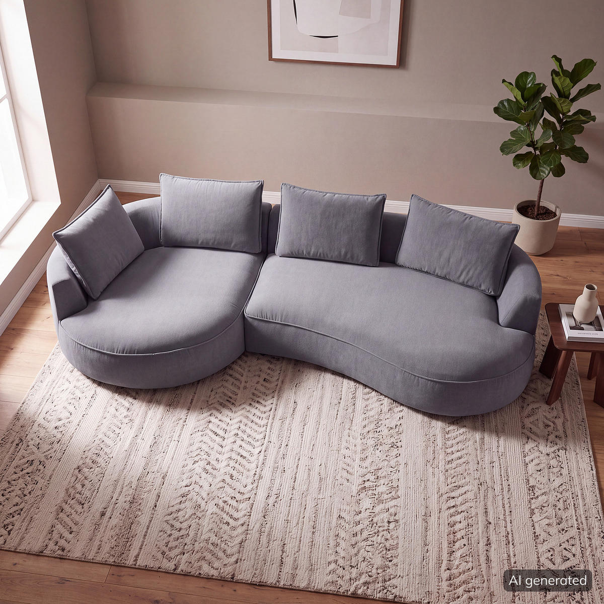 BIGSOFA - Grau, Kunststoff/Textil (322/82/154cm) - home24