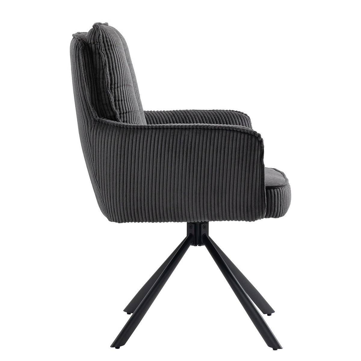 DREHBARER ARMLEHNENSTUHL - 2er-Set - Dunkelgrau, Textil/Metall (62/95/67cm) - home24