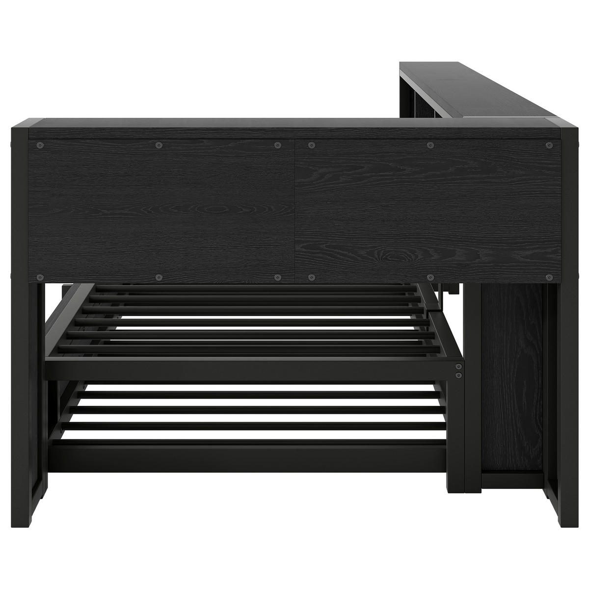 AUSZIEHBETT 90/200 cm DE-03418, mit Stauschränken, LED und USB, in Schwarz - Schwarz, Holzwerkstoff/Metall (90/200cm) - ComfortXL