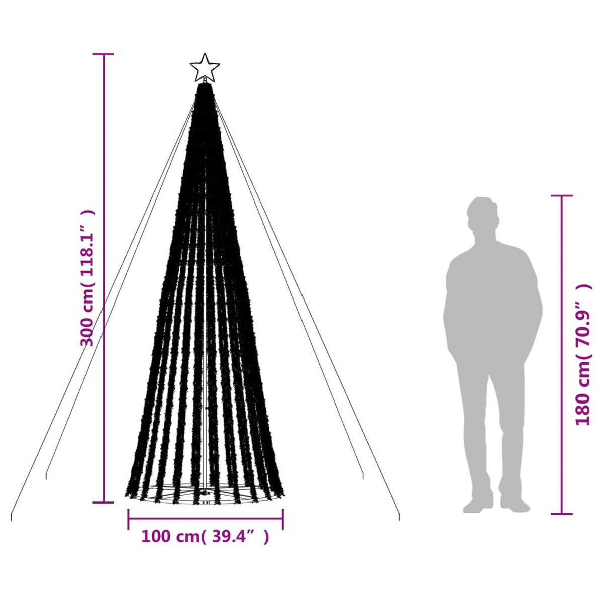 WEIHNACHTSBAUM LED 688 Leds Warmweiss 300 Cm - Weiß, Kunststoff (300cm) - vidaXL