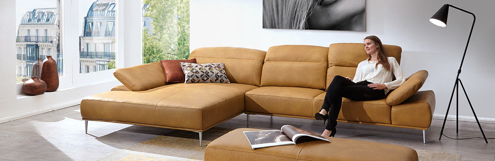 Braune Ledercouch Wohnlandschaft
