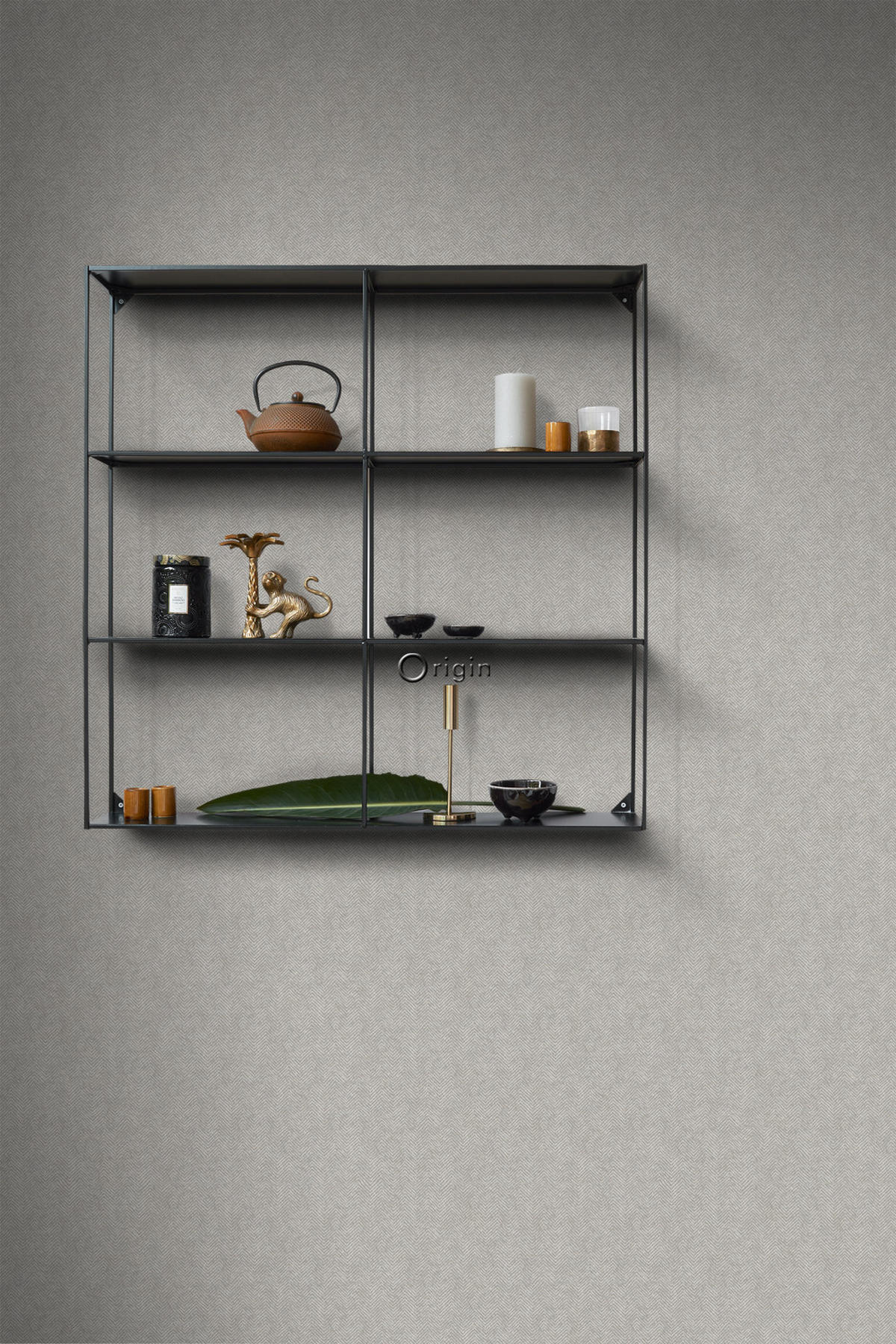 TAPETE Fischgrätmuster 53 cm x 10.05 m - Grau, Papier (53/1000cm) - Origin Wallcoverings