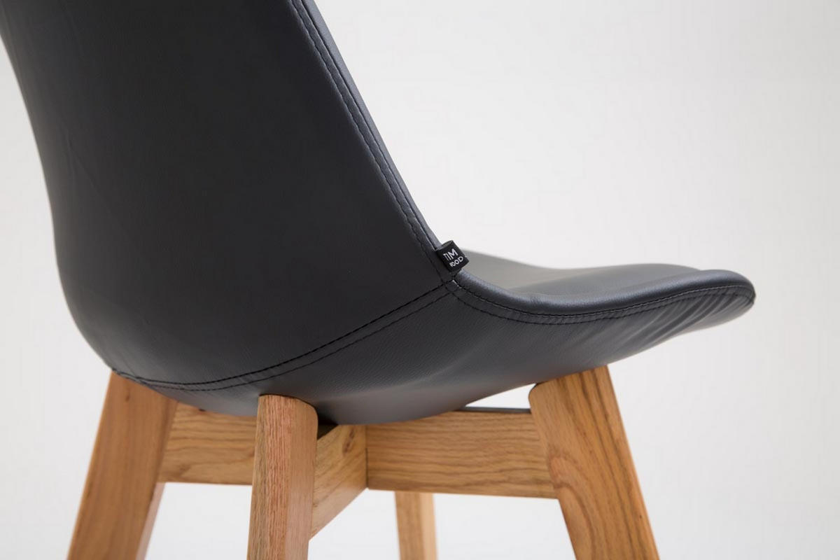 BARHOCKER Medoc, Gestell Natura, Kunstleder Schwarz - Schwarz/Naturfarben, Holz/Kunststoff (48/100/56cm) - TPFLiving