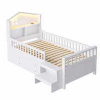 KINDERBETT 90/200 cm DE-01475, in Weiß, mit 4 Schubladen, LED-Leuchten und Ladeanschlüssen - Weiß, Holz (90/200cm) - ComfortXL