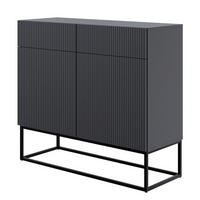 KOMODA 2dverová Veldio čierna s kovovým rámom 100 cm - čierna, kov/kompozitné drevo (100/90/38cm) - Selsey