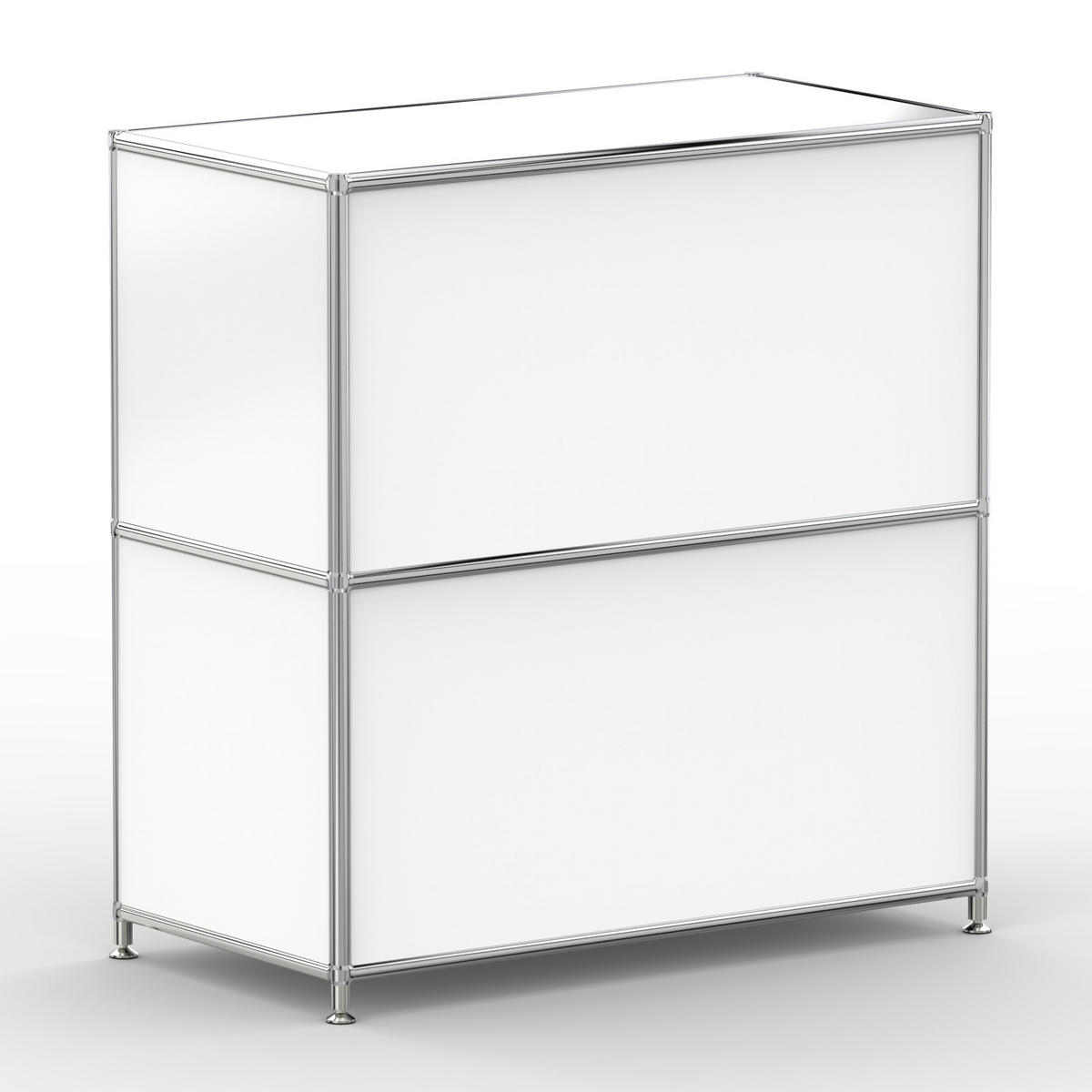 AKTENSCHRANK Büro, 2 offene Fächer, Breite 77 cm, Signalweiß - Chromfarben/Weiß, Metall (40/80.5/77.2cm) - Versee