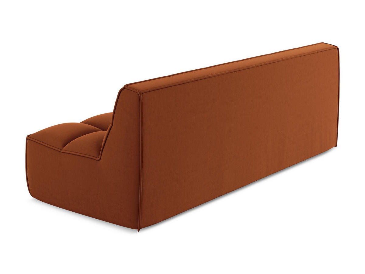 3-SITZER SOFA Samt Stoff Orange - Terra cotta/Schwarz, Kunststoff/Textil (210/75/93cm) - Makamii