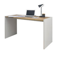 SCHREIBTISCH weiß matt, Eiche Wotan 143 x 62 cm, Laptoptisch mit großer Arbeitsfläche - Silberfarben/Eiche Wotan, Holzwerkstoff/Kunststoff (143/62/76cm) - Furn.Design