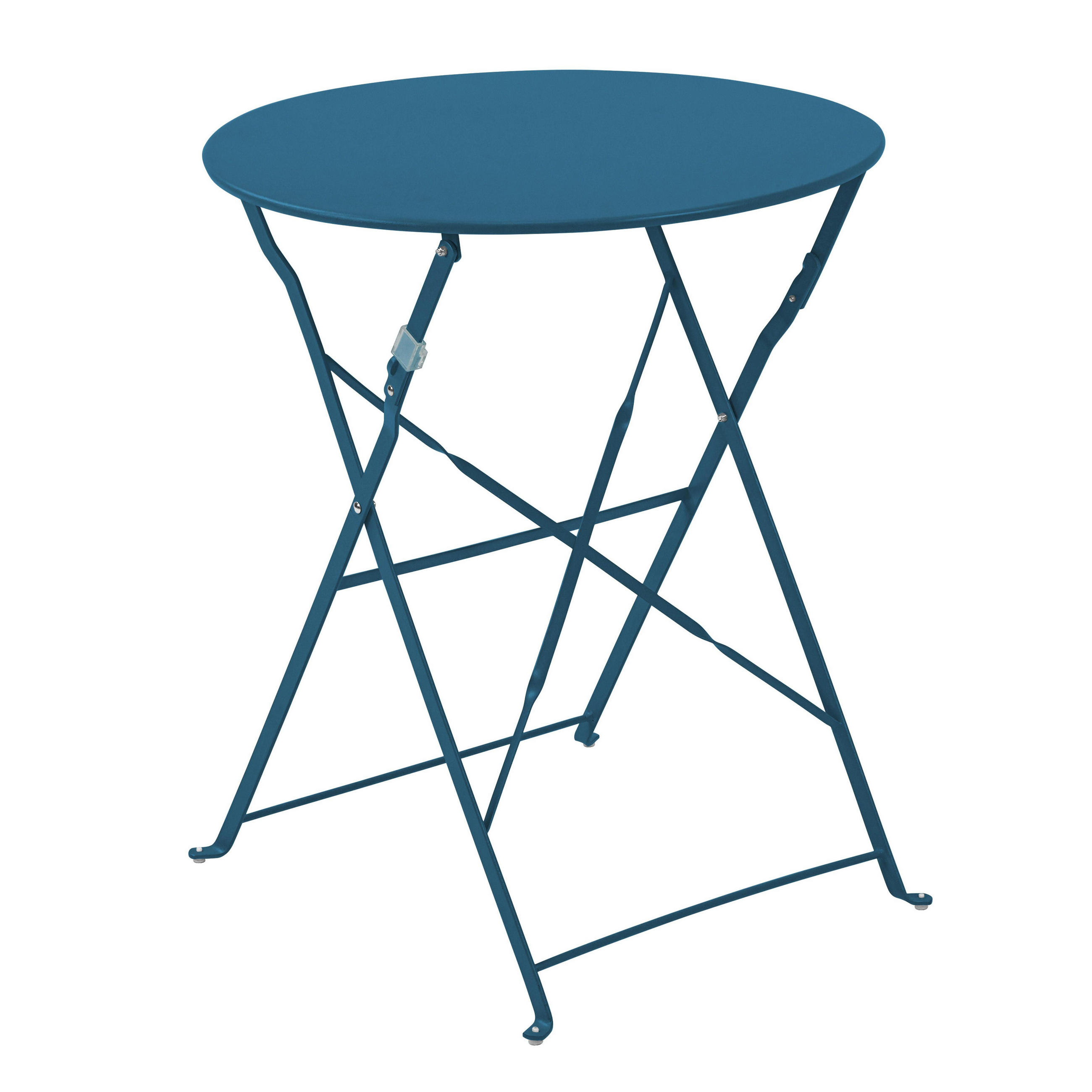 GARTENSET runder Tisch und 2 Stühle, Pazifikblau - Blau, Metall - Oviala