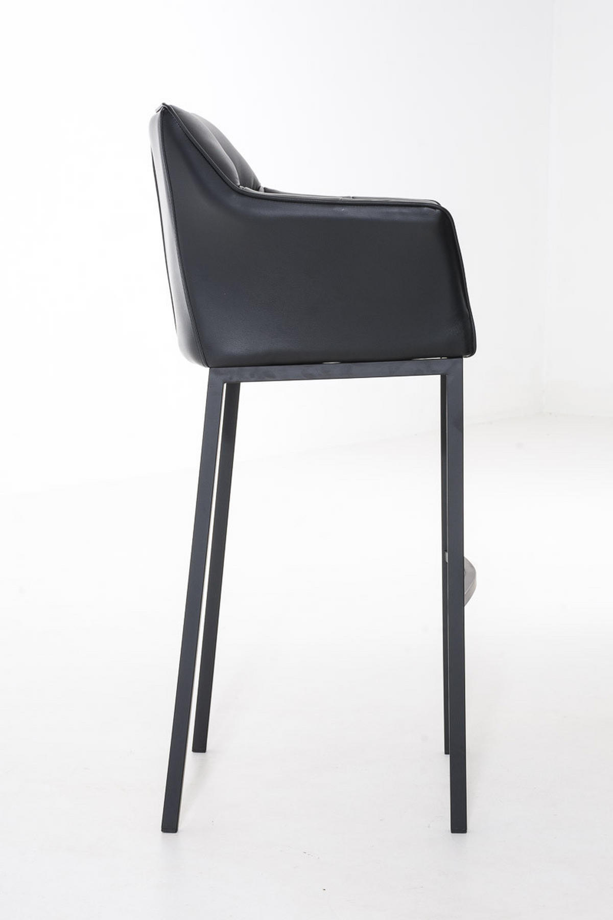 BARHOCKER Lederlook Schwarz - Schwarz, Textil/Metall (64/110/48cm) - CLP