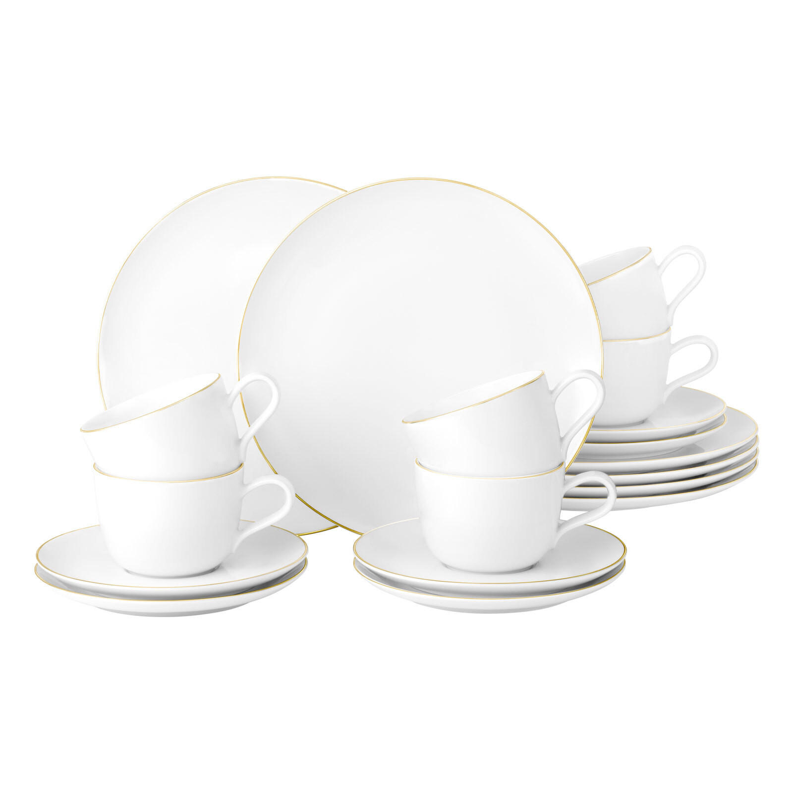 KAFFEESERVICE Liberty Goldrand weiß-gold 18er Set - Goldfarben/Weiß, Keramik (24/18.1/43cm) - Seltmann Weiden