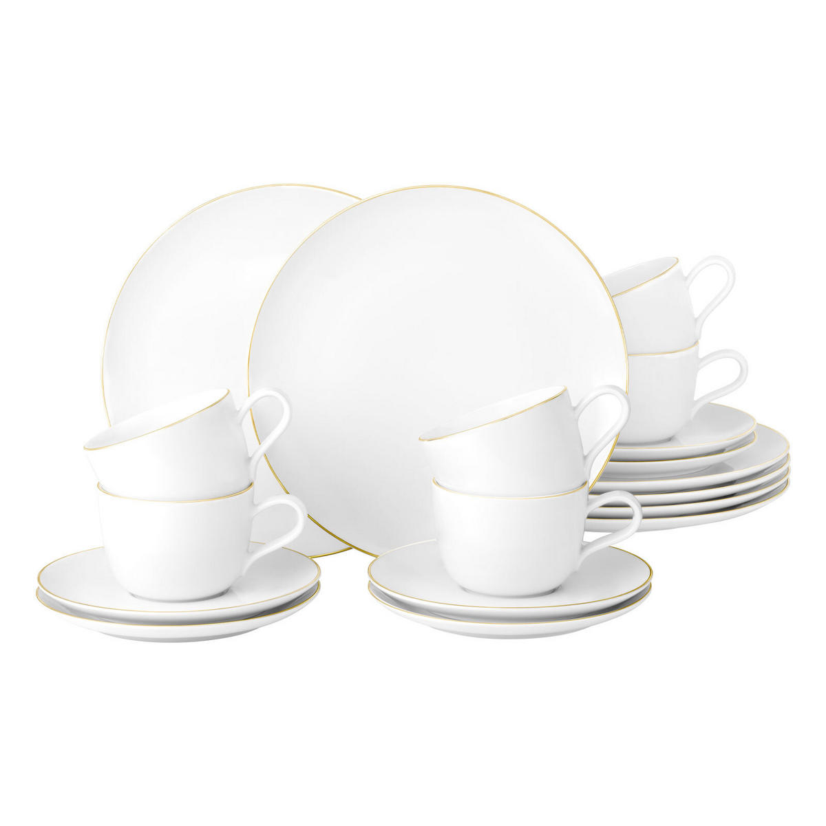 KAFFEESERVICE Liberty Goldrand weiß-gold 18er Set - Goldfarben/Weiß, Keramik (24/18.1/43cm) - Seltmann Weiden
