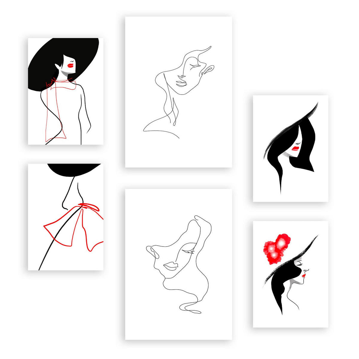 POSTER Set Mit 6 Serence Beauty 1 In Weibliche Zusammenfassung A3 & A4 Rahmenlos - Klar, Papier (29/3cm) - Nacnic