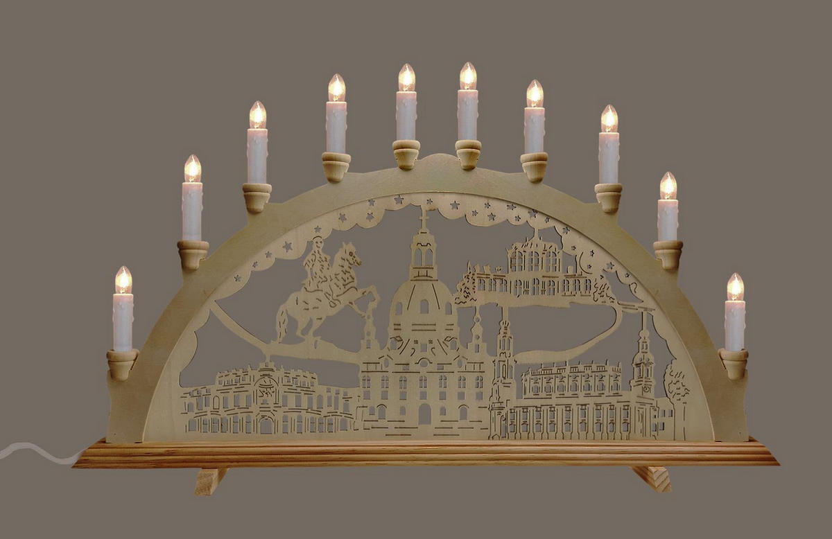 SCHWIBBOGEN Dresden 10-flammig - Multicolor, Holz (0.1/1/0.1cm) - Dekoteam24