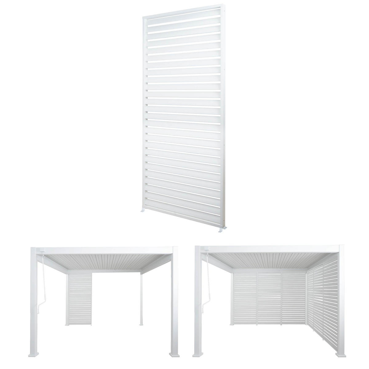 LAMELLENWAND für Pergola 3x3m 213x94cm Weiß - Weiß, Metall (94/213/15cm) - BERLINLODGE
