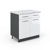 KÜCHENUNTERSCHRANK Fame-Line Weiß Hochglanz 80 cm, AP Marmor - Weiß Hochglanz/Anthrazit, Holzwerkstoff (80/82/60cm) - Vicco