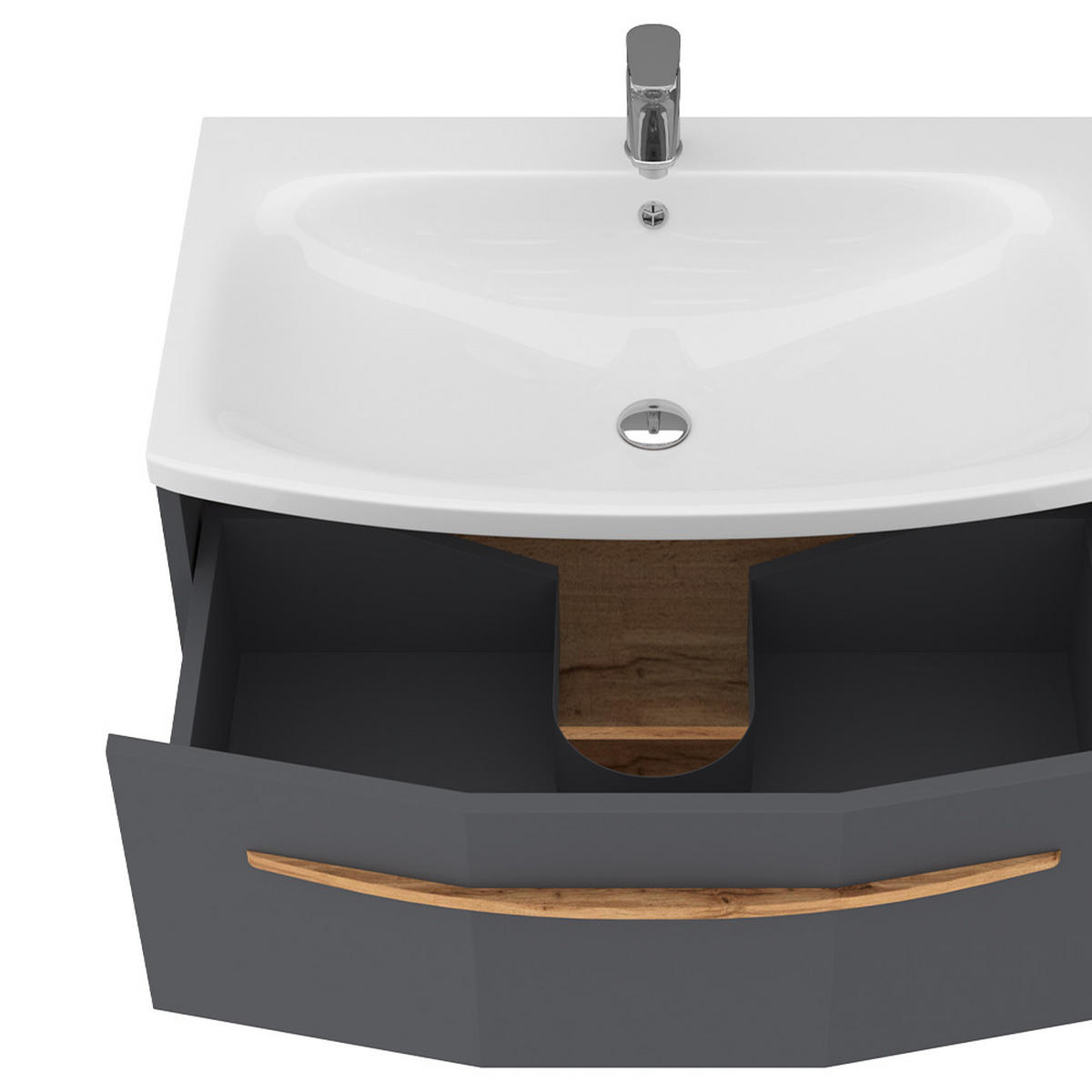 WASCHTISCHKOMBI Stelantis Anthrazit 2 Teile - Eichefarben/Anthrazit, Holzwerkstoff (79/50/42cm) - Vicco