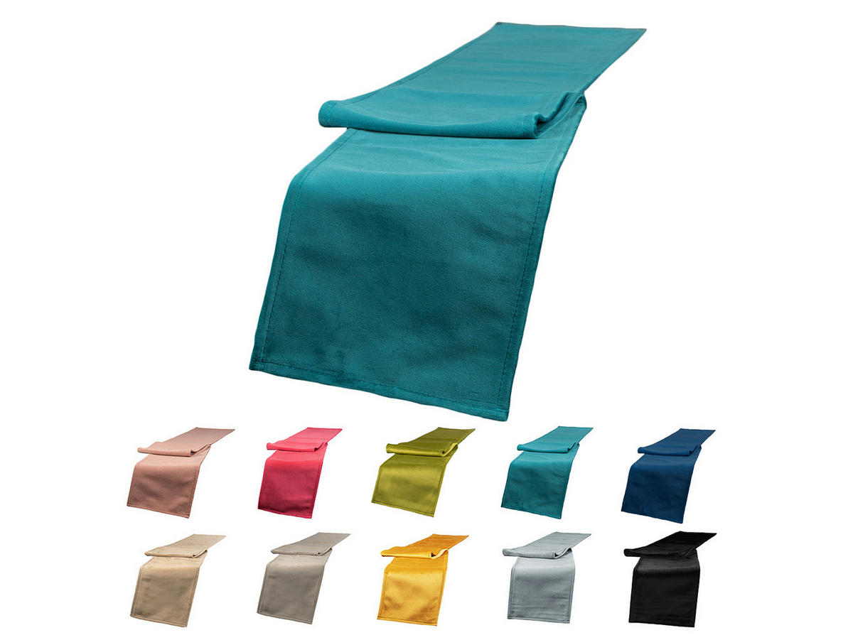 XL-TISCHBAND Samt&Sonders petrol 220/18 cm - Petrol, Textil (18/220cm) - beties Heimtextil