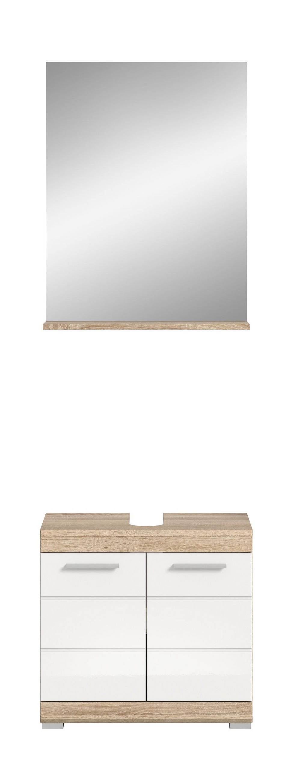 BADKOMBINATION 2tlg. Lambada Bad in Sonoma Eiche hell und weiß hochglanz B/H/T: 60x191x34 cm - Sonoma Eiche, Holz (60/191/34cm)