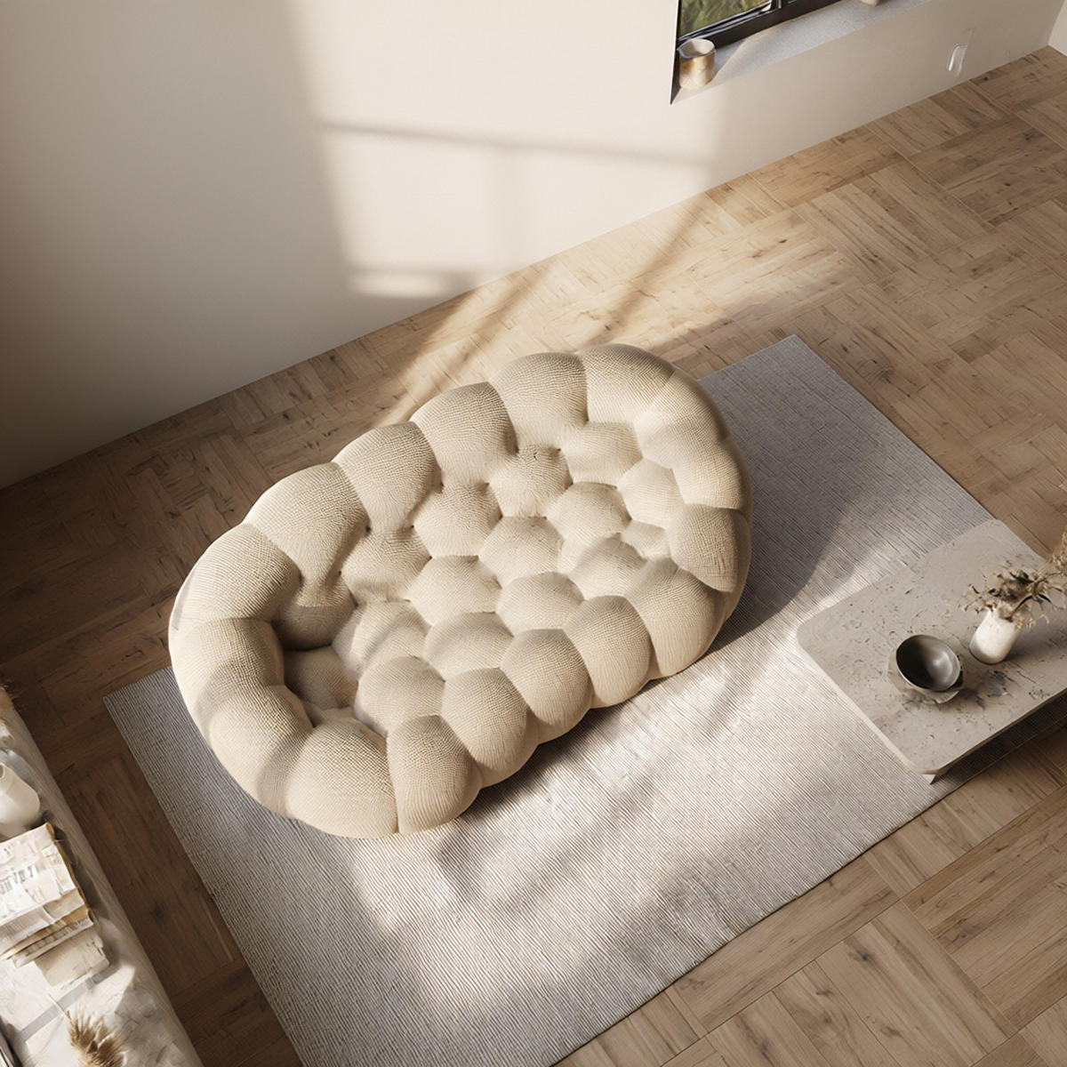 WOHNZIMMERSOFA Cocoon Doppel 2-Sitzer - Sand - Beige, Textil (113/77/113cm) - COCO Living
