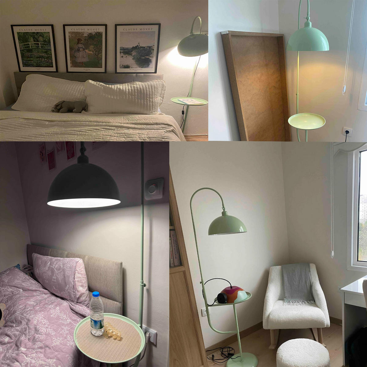 STEHLAMPE Gorkiede aus Metall mit Dimmer und Ablage - Mintgrün, Metall (37/37/170cm) - Bamyum