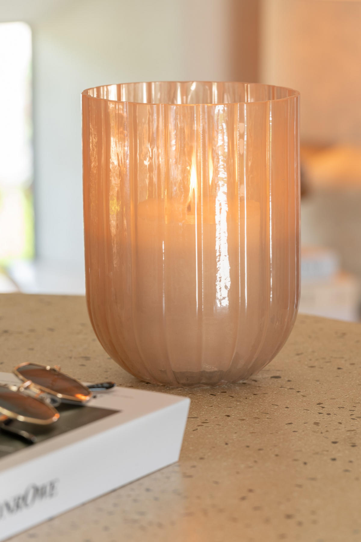 VASE YONI - Glas - Rosa - M - Ø 15 cm - Pink, Glas (20.5cm) - J-Line