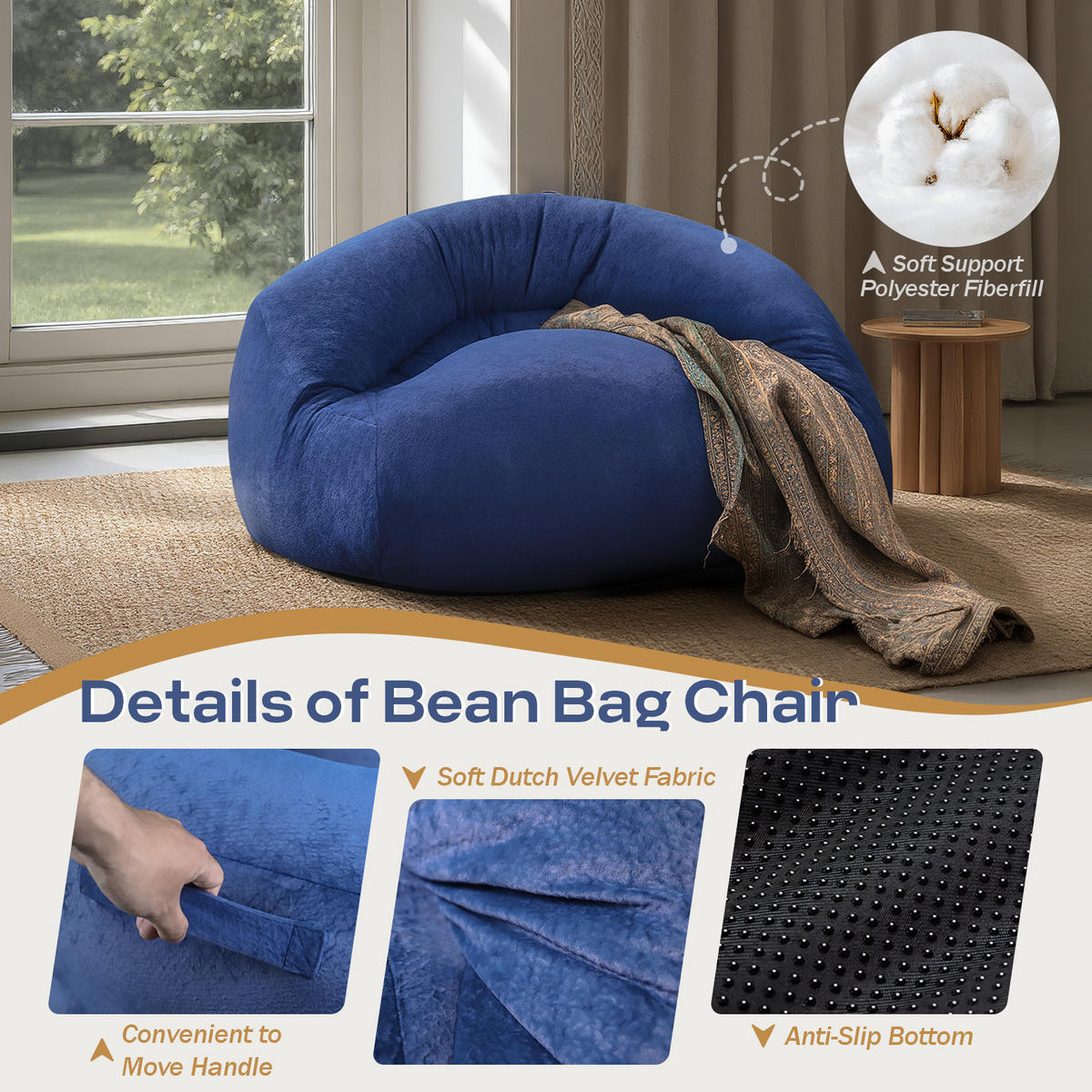 SITZSACK Marineblau 120cm - Blau, Textil (120/70/90cm) - Vercart