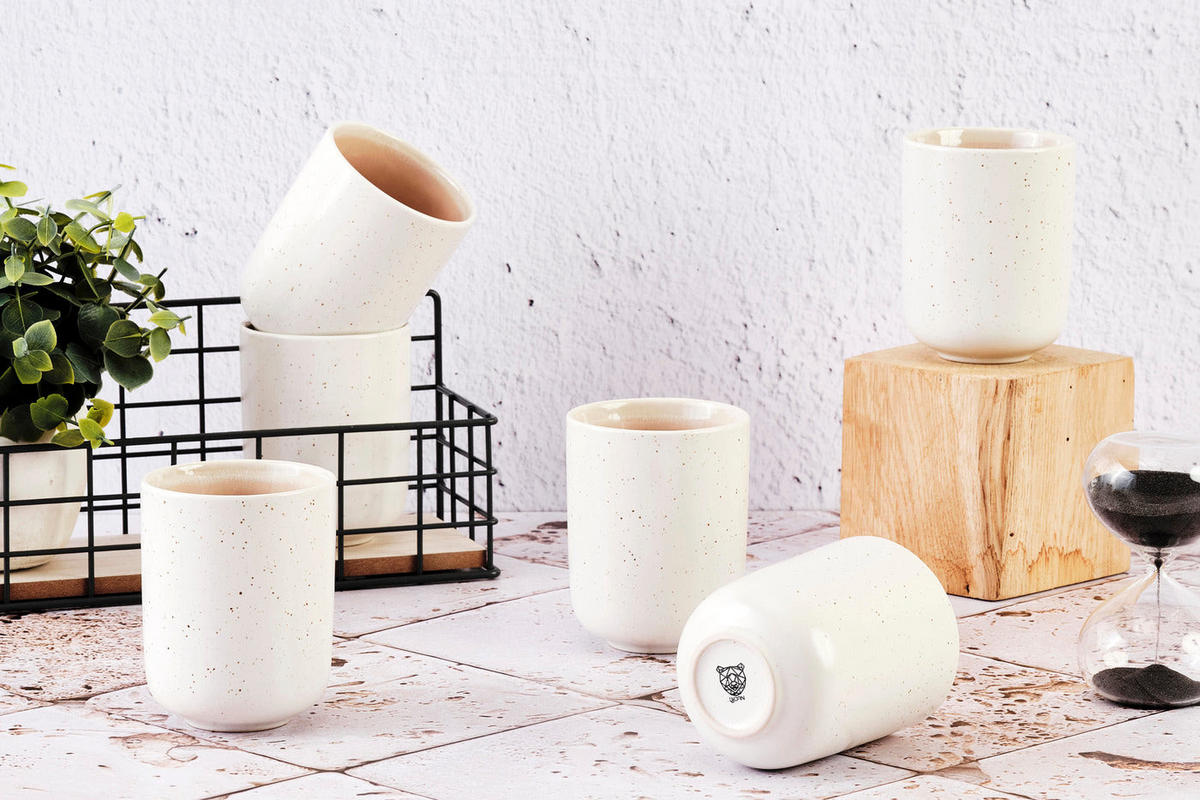 BECHER Oxygen 300ml - 6er-Set -Puderrosa - Pink, Keramik (0.3L) - Björn