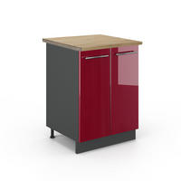 KÜCHENUNTERSCHRANK Fame-Line Bordeaux Hochglanz 60 cm, AP Eiche - Bordeaux/Anthrazit, Holzwerkstoff (60/82/60cm) - Vicco