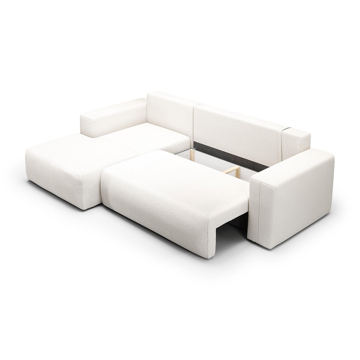 ECKSOFA Bliss 3 Sitzplätze Gebrochenes Weiß - Weiß, Holz (268/163cm) - Petits-meubles