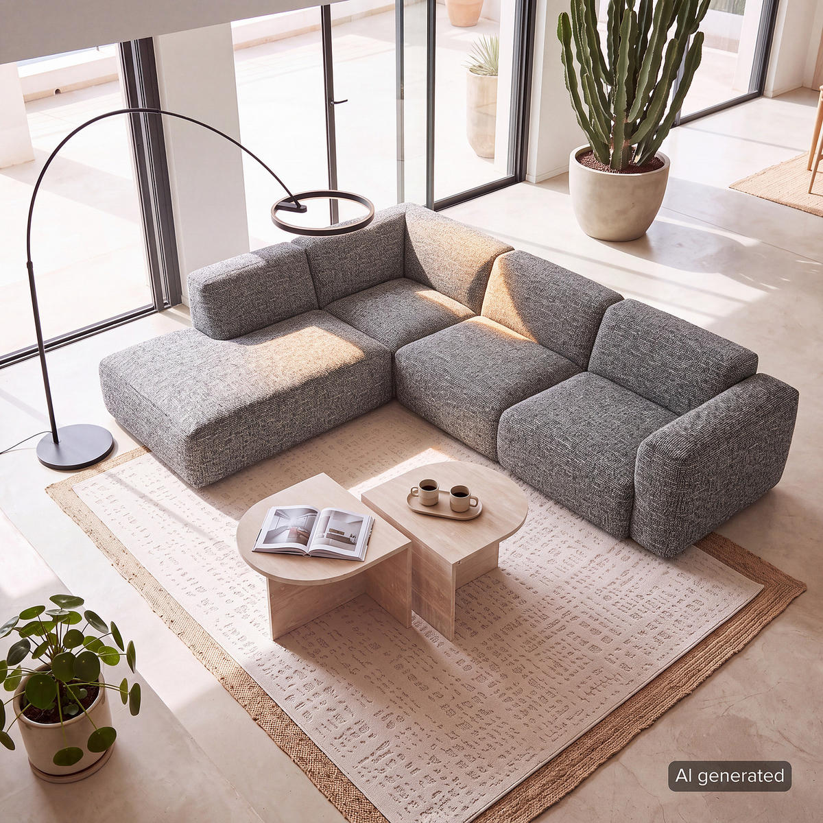 3-SITZER ECKSOFA mit Recamiere - Schwarz/Grau, Kunststoff/Textil (295/231cm) - home24