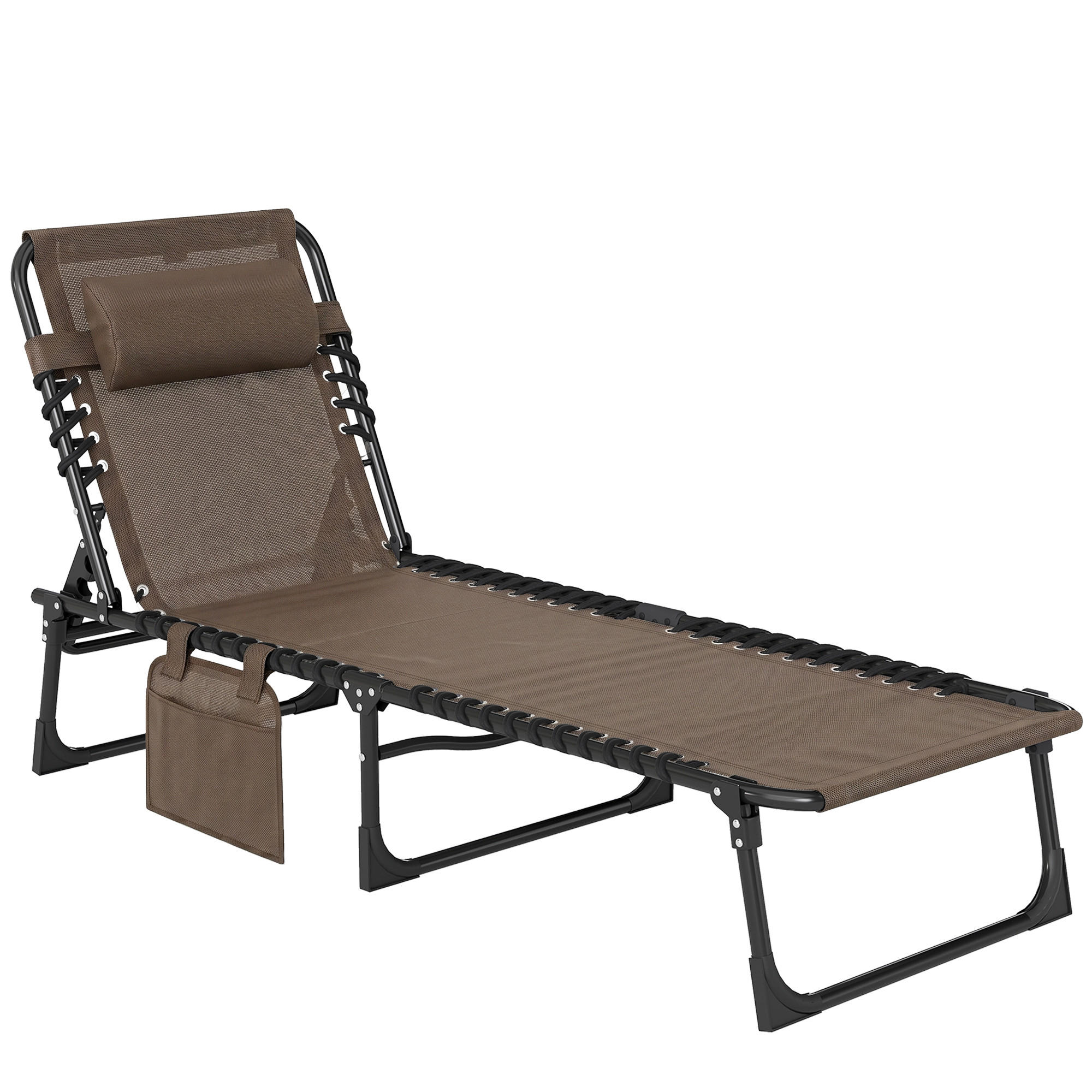 SONNENLIEGE klappbar, Netzstoffbezug, Braun - Braun, Textil (58/30/189cm) - Outsunny