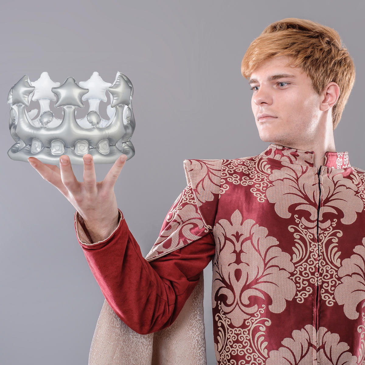 AUFBLASBARE Krone - Silberfarben, Kunststoff (21/16/21cm) - Relaxdays