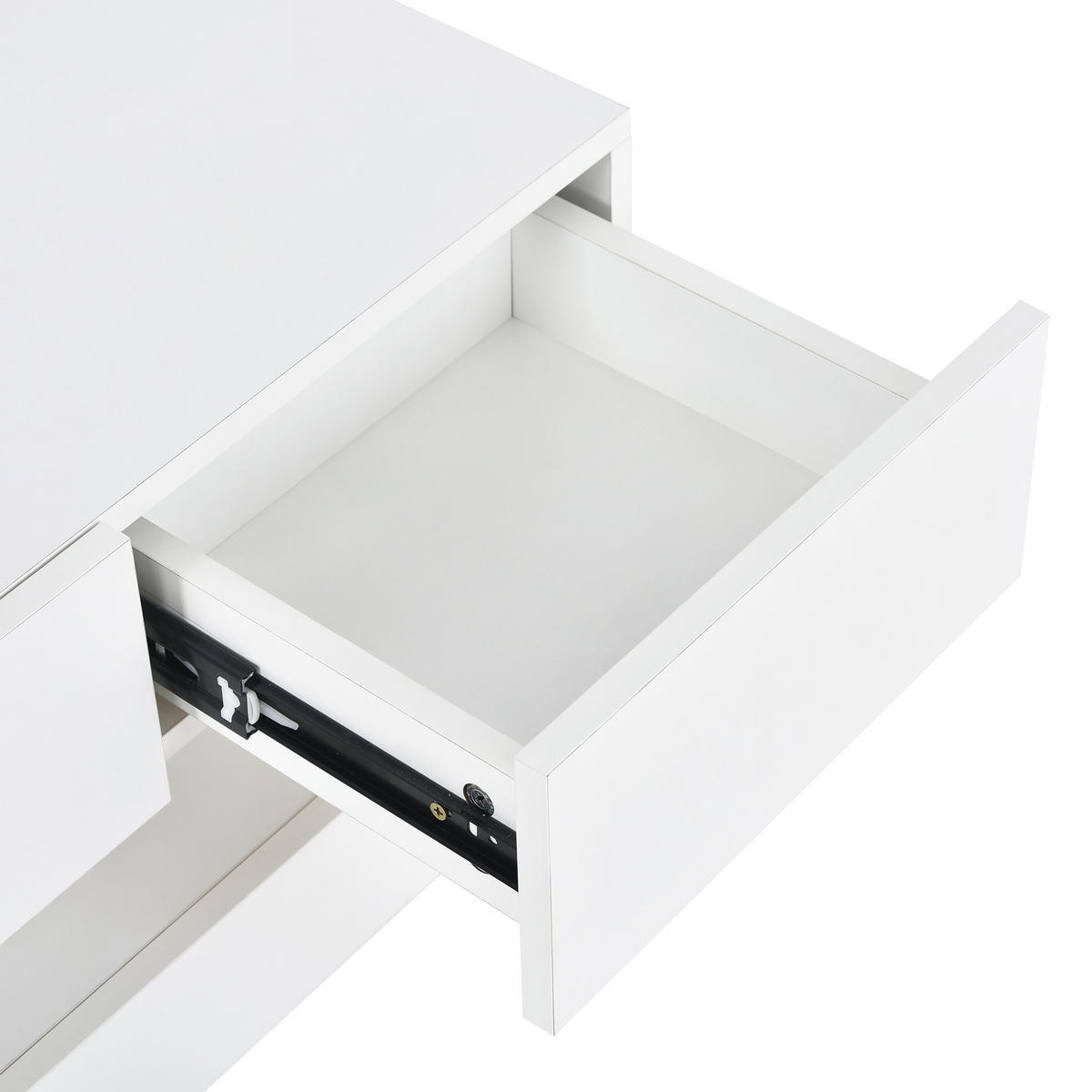 NÍZKA komoda z MDF, 130/33/15 cm biely, nástenný s LED osvetlením a 4 zásuvkami - biela, kompozitné drevo (130/15/33cm) - BEAOK