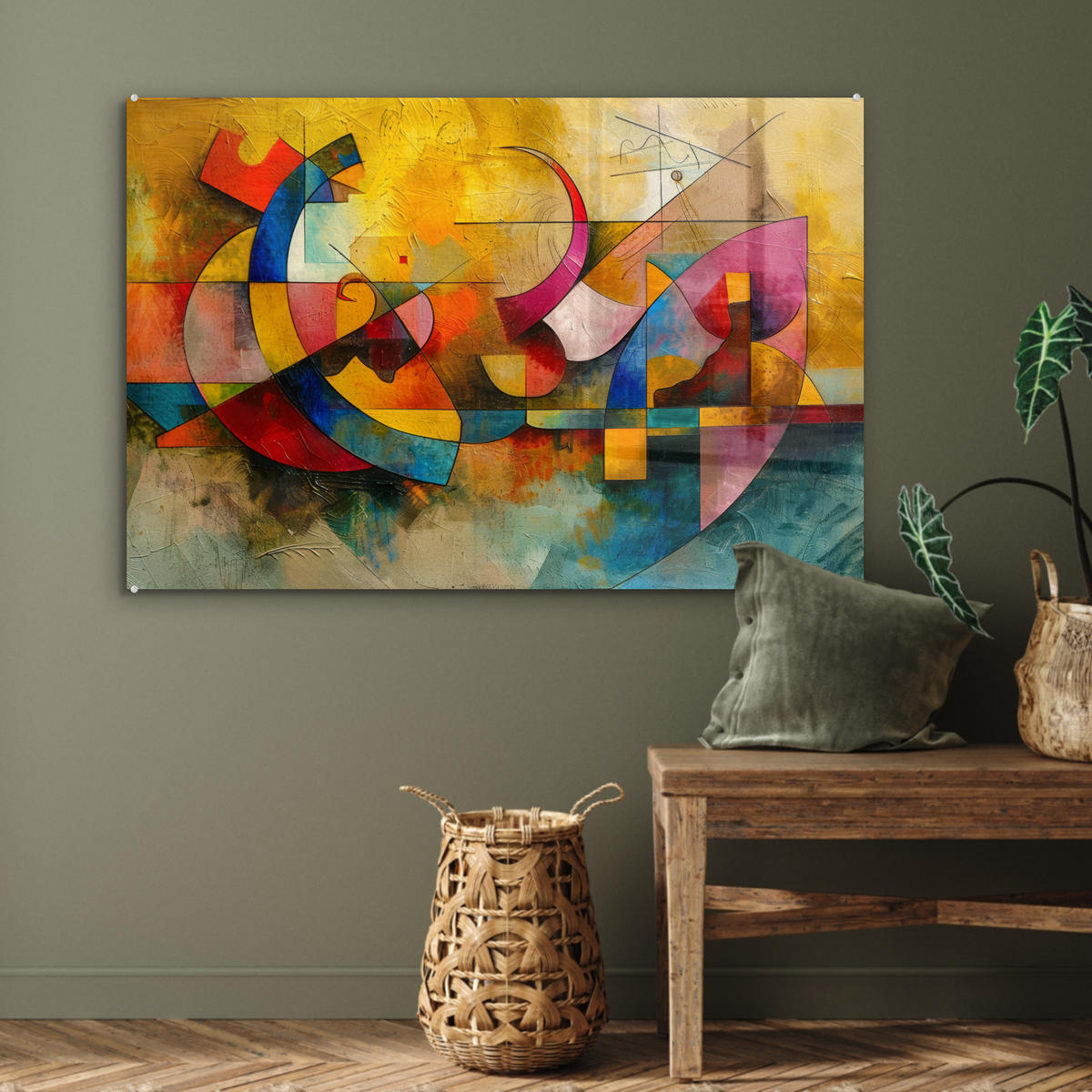 ACRYLGLASBILD Kunst - Abstrakt - Modern 90x60 cm - Gelb, Glas (90/60cm) - MuchoWow