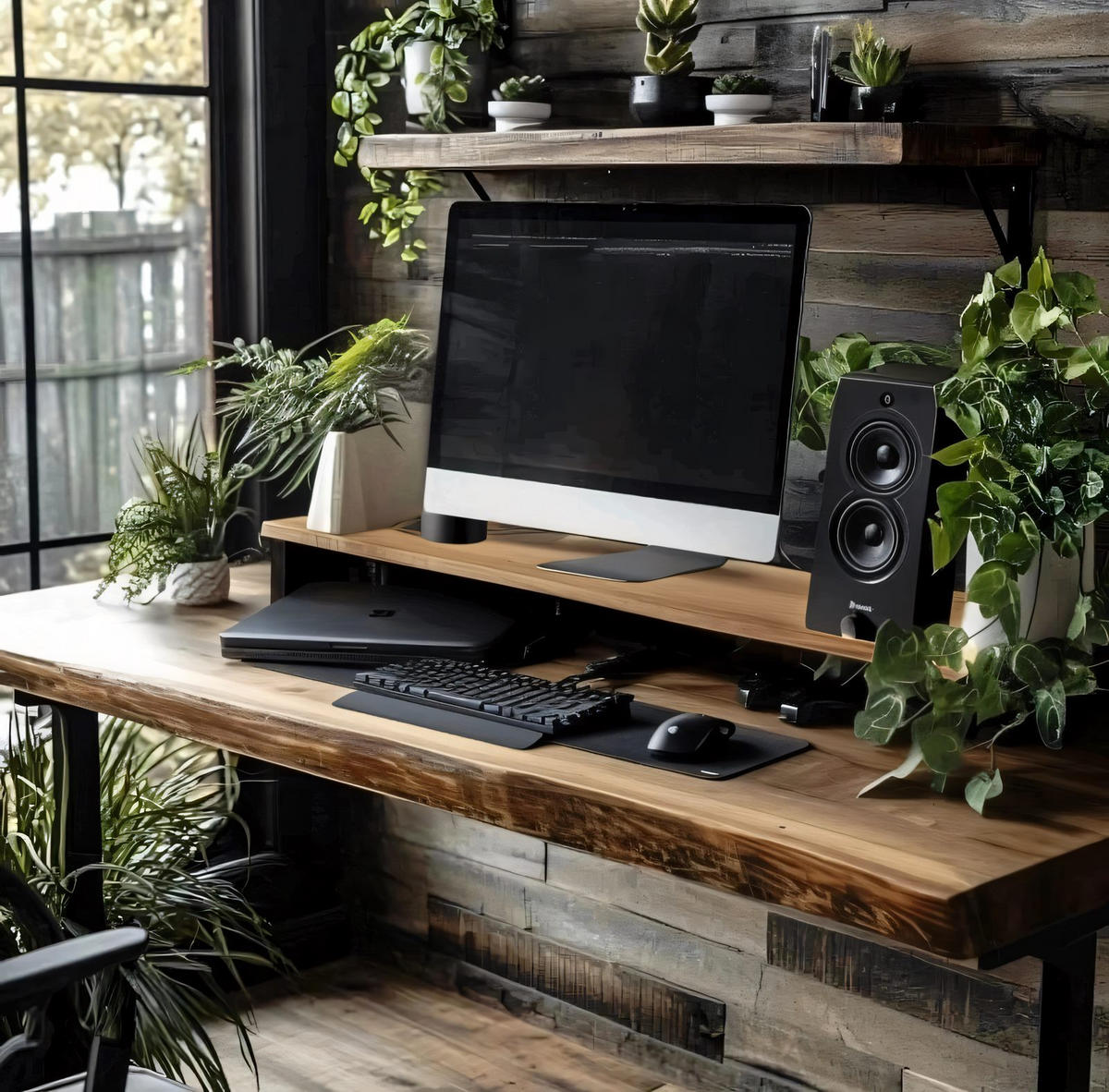 SCHREIBTISCHAUFSATZ Holzoptik Metall Dunkelbraun Schwarz Monitorablage 90x20x10 cm - Dunkelbraun/Schwarz, Holzwerkstoff/Metall (20/90/10cm) - Begryf