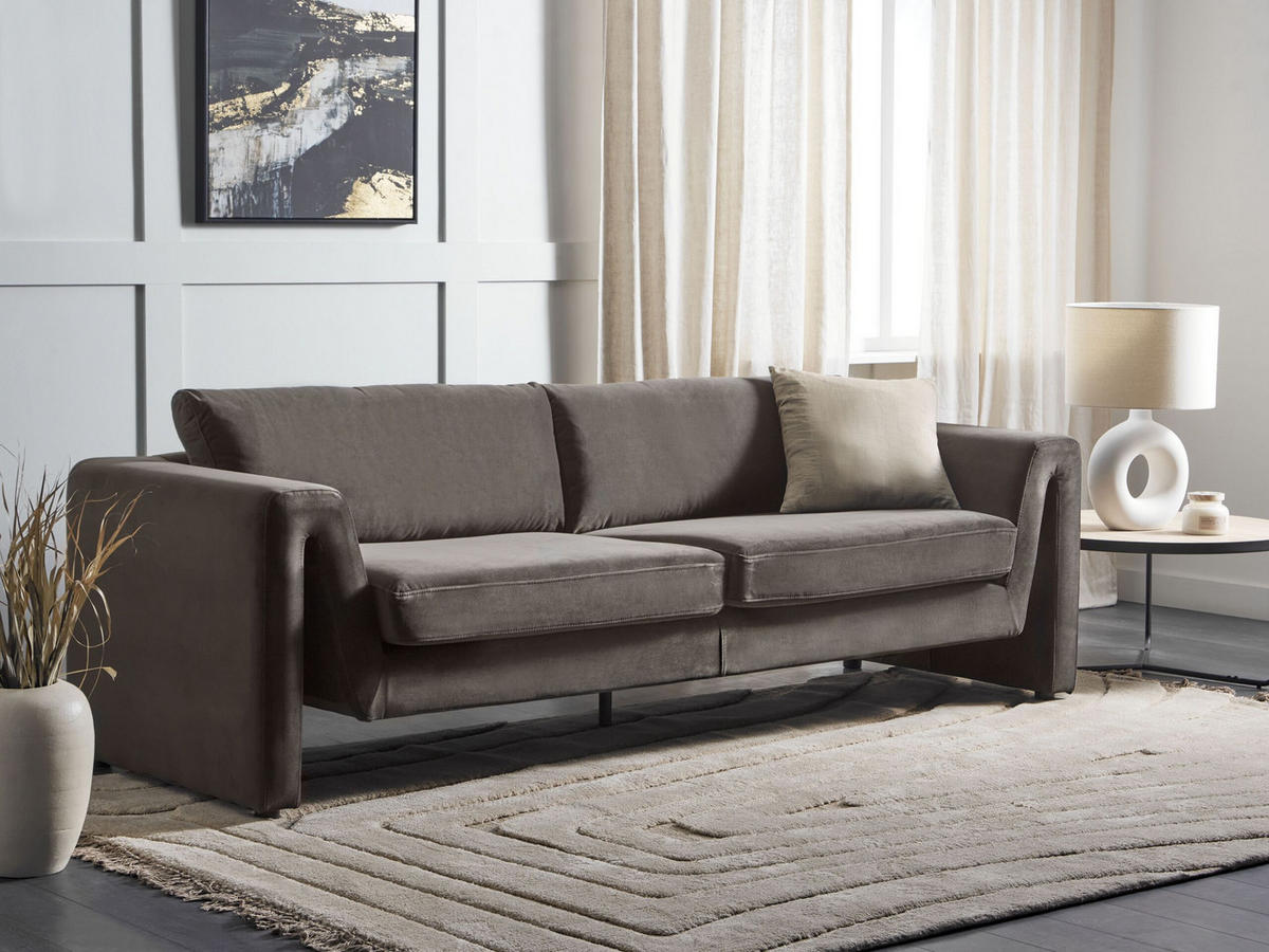 3-SITZER-SOFA Samtstoff graphitgrau Maunu - Schwarz/Grau, Textil (237/76/83cm) - Beliani