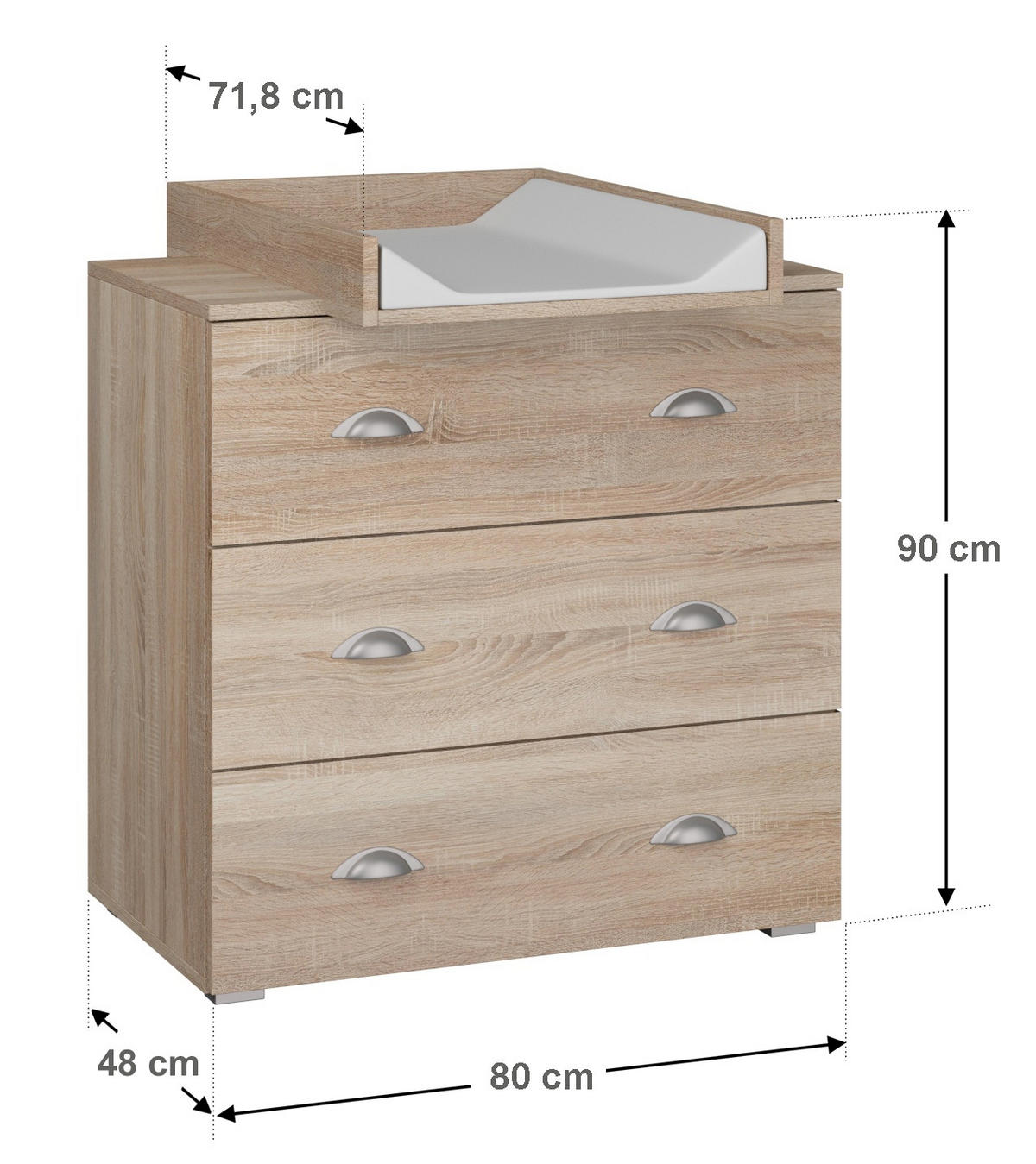KOMMODE Sonoma 80/90/72 - Sonoma Eiche, Holzwerkstoff (80/90/72cm) - RAUMHIRSCH FURNITURE