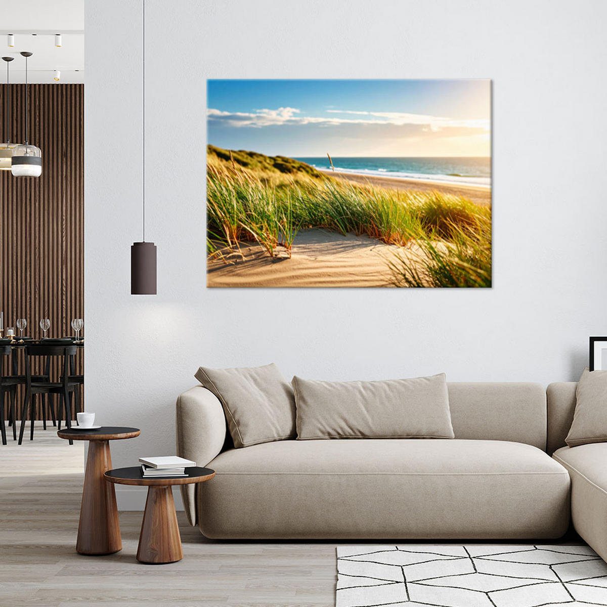 LEINWANDBILD Strand Meeresdünen Landschaft 120x80cm - Grün, Textil (120/80cm) - Feeby