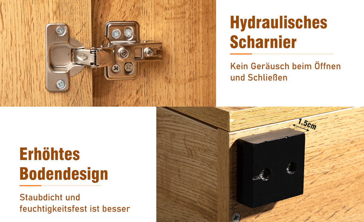 SIDEBOARD Holz- und Schwarzoptik 208/39,5/80 cm - Braun, Holzwerkstoff (39.5/80/208cm) - Urban Meuble