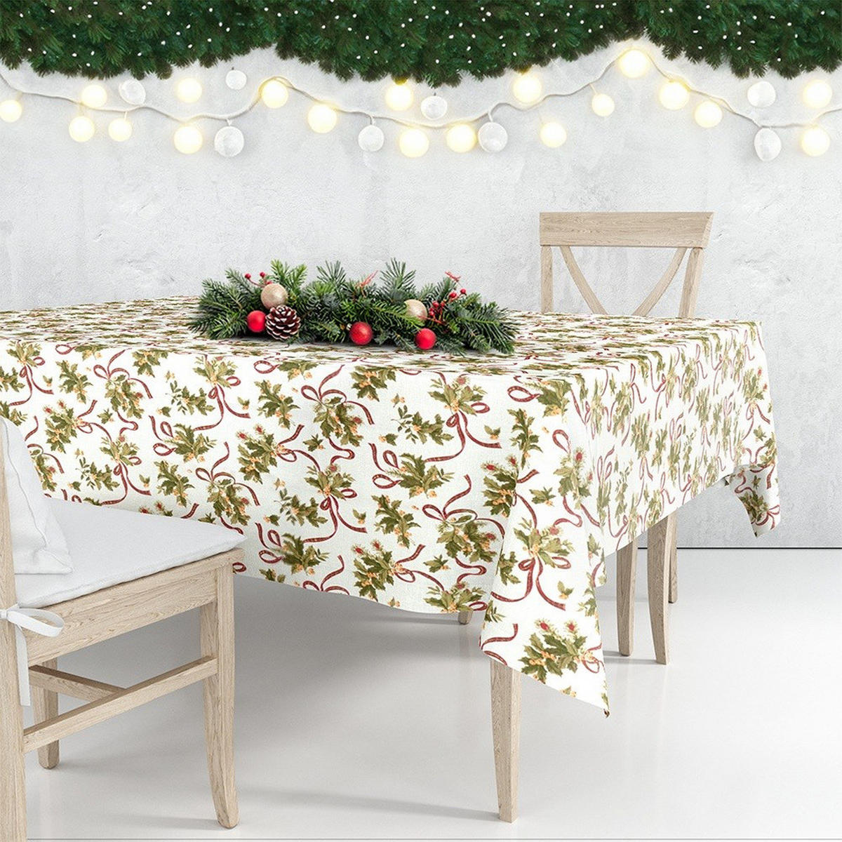 WEIHNACHTSTISCHDECKE Fleckenabweisend 180x130 cm - Creme, Textil (180/130cm) - Excellent Houseware
