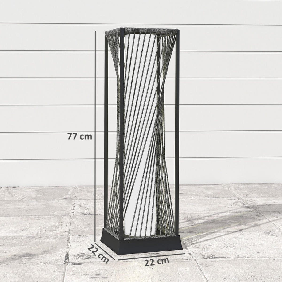 STEHLEUCHTE 22/22/77 cm Grau mit Lichtsensor 25 LED Solarlampen - Grau, Metall (22/22/77cm) - Oxeza